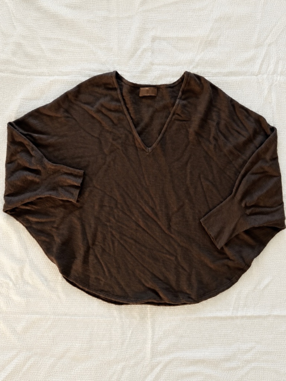Kerisma Chocolate Brown Ribbed V-Neck Dolman Sweater M